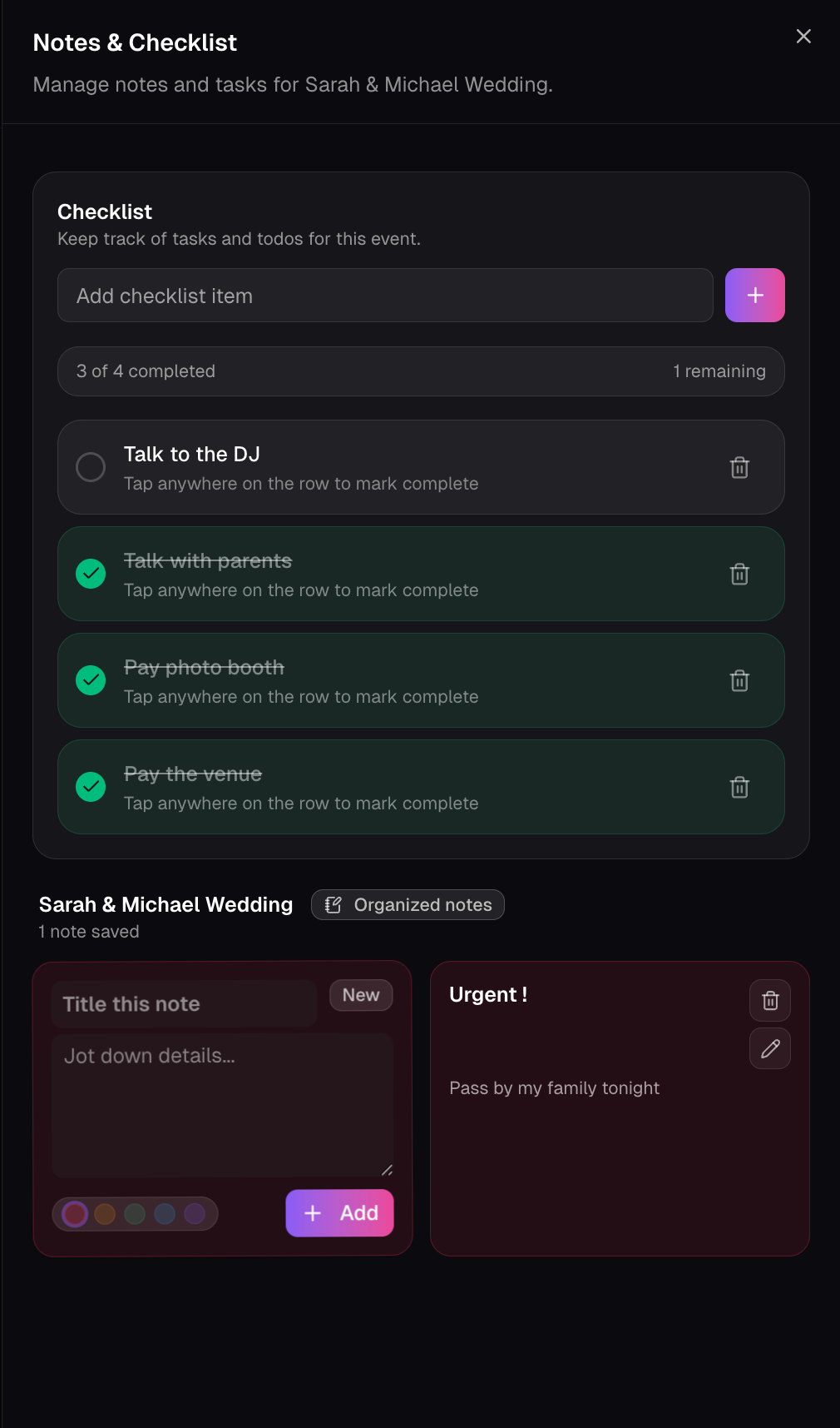 Notes and todos management